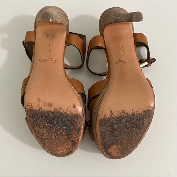 Coach Dani Veg Leather Strappy Heels Women's Size 7 - Picture 11 of 16